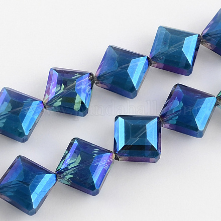 Electrochapa transparente abalorios de cristal facetado hebras EGLA-S088-01-1