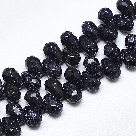 Chapelets de perles en pierre d'or bleue synthétique G-S357-C01-19-1