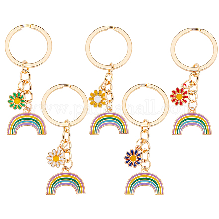 Hobbiesay 5 Farben Regenbogen-Schlüsselanhänger KEYC-HY0001-01-1