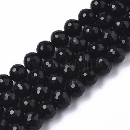 Natürliche schwarze Turmalin Perlen Stränge G-R465-15-1