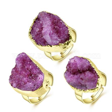 Nuggets Druzy Natural Crystal Finger Rings RJEW-BB14678-A-1