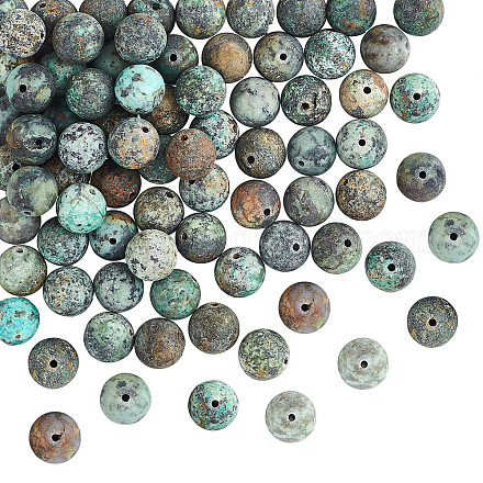 Olycraft gefrostet natürlicher afrikanischer Türkis (Jaspis) runde Perlenstränge G-OC0001-79A-1