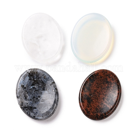 不安療法のための楕円形の天然および合成混合宝石の親指心配石  マッサージツール  45.5x35.5x8.5mm G-P486-03-1