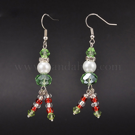 Glass Beads Dangle Earrings EJEW-JE01630-1