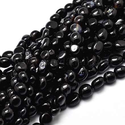 Gefärbte natürliche schwarze Achat Nuggets Perlen Stränge G-J335-05-1