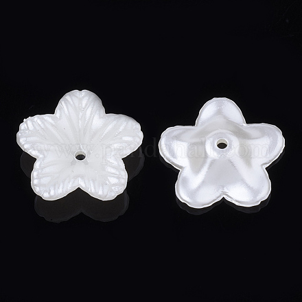 5-pétalo tapas de cuentas de perlas de imitación de plástico abs OACR-S020-17-1