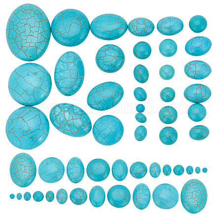 ARRICRAFT 132Pcs 14 Styles Synthetic Turquoise Cabochons TURQ-AR0001-24-1