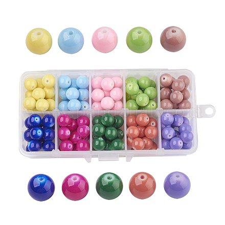 10 couleurs de perles de verre peintes DGLA-JP0001-13-10mm-1