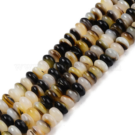 Naturel noir à lèvres shell perles brins SSHEL-N003-150-1