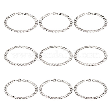 Unicraftale 10 pièces unisexe 304 bracelets gourmette en acier inoxydable/chaîne torsadée ensemble STAS-UN0048-40-1