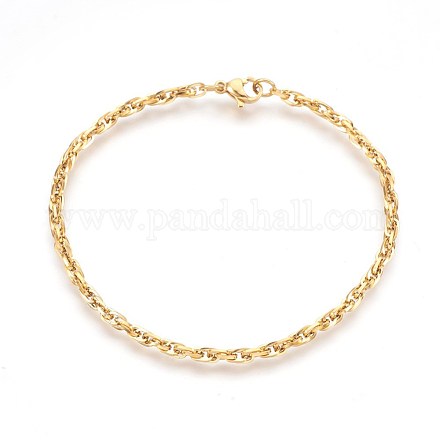 Placage ionique (ip) 304 bracelets en chaîne de corde en acier inoxydable BJEW-P235-15G-1
