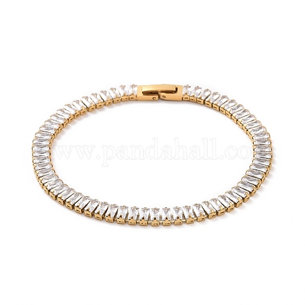 Clear Cubic Zirconia Tennis Bracelet  304 Stainless Steel Chain Bracelet for Women  Golden  8-5/8 inch(22cm) BJEW-E009-03G-1