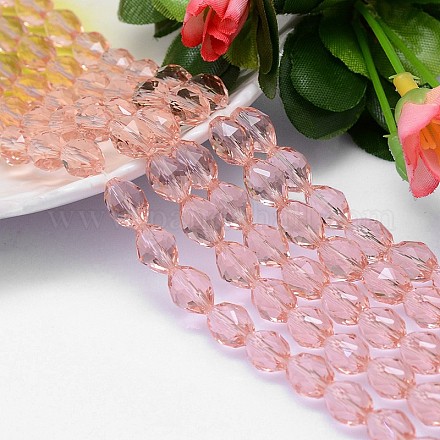 Faceted Oval Imitation Austrian Crystal Bead Strands G-M192-9x6mm-18A-1
