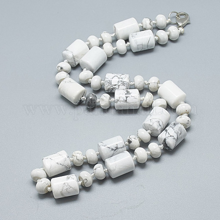 Natural Howlite Beaded Necklaces NJEW-S392-10-1