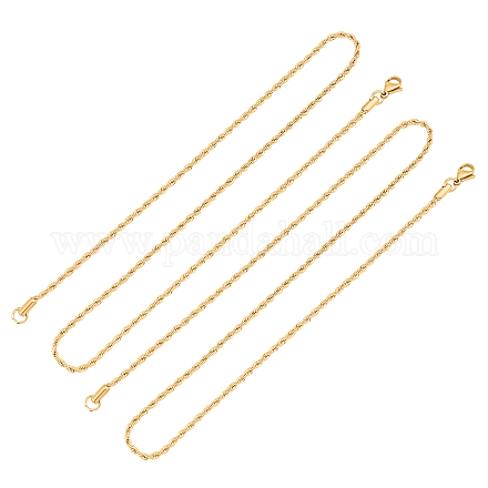 Unicraftale304ステンレス鋼ロープチェーンネックレス  カニカン付き  ゴールドカラー  23.5インチ（59.8cm）  3mm  2個/箱 NJEW-UN0001-24G-1
