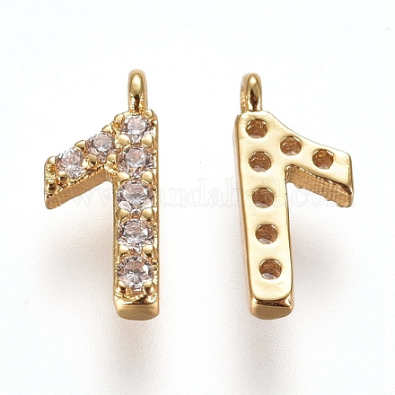Brass Micro Pave Clear Cubic Zirconia Charms ZIRC-L075-60A-01G-1