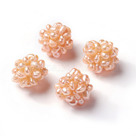 Perles tissées à la main avec perles naturelles PEAR-L022-A01-1