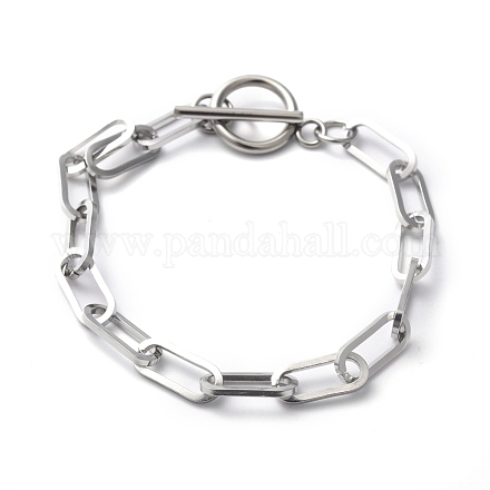 304 braccialetti a catena con graffetta in acciaio inossidabile BJEW-O186-03P-1