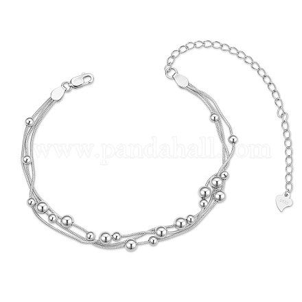 Bracelets multi-rangs en argent sterling plaqué rhodium 925 shegrace JB620A-1
