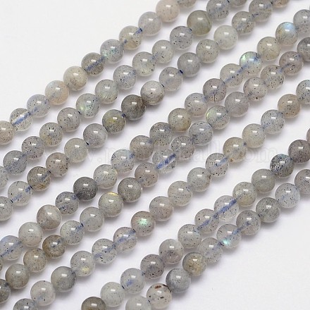 Labradorita natural hebras de perlas reronda G-I156-01-4mm-1