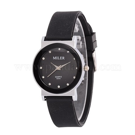 Relojes de pulsera de cuarzo de silicona de aleación para mujer de moda WACH-L025-04B-1