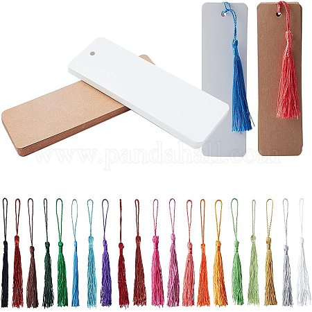 Wholesale PandaHall Elite DIY Blank Rectangle with Tassel Bookmark