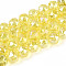 AB Color Plated Transparent Glass Round Beads Strands, Faceted, Yellow, 7.5~8.5x7~7.5mm, Hole: 1.2~1.6mm, about 25~26pcs/strand, 6.89~7.48''(17.5~19cm)