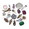 Natural Gemstone & Shell Pendants, with Brass & Alloy Findings and Clay Rhinestones, Mixed Shape, 44~83x18~68x5~18mm, Hole: 1.6~1.8mm and 5x8mm