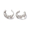 Heart Brass Micro Pave Cubic Zirconia Cuff Earrings for Women, Platinum, 14x5mm