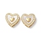 Brass Micro Pave Clear Cubic Zirconia Heart Multi-Strand Links, with Shell, Real 18K Gold Plated, 14.5x15x4.5mm, Hole: 3.5x6x1mm