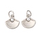 Brass Charms, Shell Shape, with ABS Imitation Pearl Beads, Rack Plating, Long-Lasting Plated, Cadmium Free & Lead Free, with Jump Ring, Platinum, 10.5x10x3.5mm, Hole: 3mm