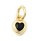 Brass Cubic Zirconia Charms, Heart Charms, Cadmium Free & Lead Free, Real 18K Gold Plated, Long-Lasting Plated, Black, 7x5x2.5mm, Hole: 3mm