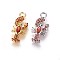 Brass Micro Pave Cubic Zirconia Pendants, Lobster, Orange Red, Mixed Color, 23.5x10x3mm, Hole: 3mm
