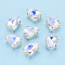 Sew on Rhinestone Montee Beads, with Brass Prong Settings, Garments Accessories, Teardrop, Crystal AB, 10x7.2~7.9x4.9mm, Hole: 1mm, about 1000pcs/bag