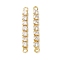 Rack Plating Brass Pave Cubic Zirconia Connector Charms, Rectangle Links, Lead Free & Cadmium Free, Real 18K Gold Plated, Long-Lasting Plated, Clear, 30x3x3mm, Hole: 1.6mm
