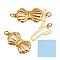 925 Sterling Silver Box Clasps, Bowknot, with Jump Ring, with Suede Fabric Square Silver Polishing Cloth, Golden, 8.5x20x2.5mm, Hole: 2mm, 1pc