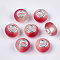 Resin European Beads, Large Hole Beads, with Silver Color Plated Brass Cores, Rubberized Style, Rondelle, Red, 14x8mm, Hole: 5mm