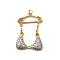 Brass Micro Pave Clear Cubic Zirconia Clothes Pendants, Lead Free & Cadmium Free, Long-Lasting Plated, Real 18K Gold Plated, 34x23x4mm, Hole: 3.5mm