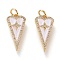 Brass Micro Pave Clear Cubic Zirconia Pendants, with Enamel, Long-Lasting Plated, Heart, Golden, 22x10.5x2.2mm, Jump Ring: 5x0.8mm, 3.4mm Inner Diameter