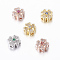 Rack Plating Brass Micro Pave Cubic Zirconia Beads, Flower, Mixed Color, 8x5mm, Hole: 1.5mm