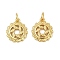 Brass Charms, Wreath, with Jump Ring, Cadmium Free & Lead Free, Rack Plating, Long-Lasting Plated, Real 18K Gold Plated, 14.5x12.5x2mm, Hole: 3.2mm
