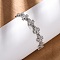 Brass Micro Pave Clear Cubic Zirconia Link Bracelets for Women, Clover, Cadmium Free & Lead Free, Rack Plating, Long-Lasting Plated, Platinum, 6-1/2 inch(16.5cm)