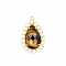 Natural Tiger Eye Pendants, Teardrop Pendants, with Golden Brass Findings & Cubic Zirconia, Faceted, 25x17x5mm