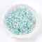 Frosted Transparent Acrylic Beads, Flower, with Gold Foil , Pale Turquoise, 5.5~6x3mm, Hole: 1.5mm, about 1086pcs/50g