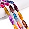 Natural Agate Dyed Beads Strands, Rice, Mixed Color, 35~37x9~11mm, Hole: 3mm, about 11pcs/strand, 15.35~16''(39~40cm)