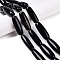 Natural Agate Dyed & Heated Beads Strands, Rice, Black, 39.5~41x11~15mm, Hole: 3mm, about 10pcs/strand, 15.35~16''(39~40cm)