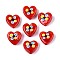 Handmade Lampwork Beads, Heart with Flower, Crimson, 15~16x16~17x8~10mm, Hole: 1.2~1.6mm