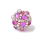 Sparkling Acrylic Encrusted Round Beads, with Rhinestone Cup Chains & Glass, for Beadable Pens, Keychains and Jewelry, Pale Violet Red, 18.5~19x16~16.5mm, Hole: 2.5mm
