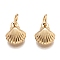 304 Stainless Steel Charms, with Jump Rings, Shell Shape, Golden, 12.5x10.5x4mm, Hole: 4.5mm