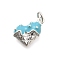 925 Sterling Silver Enamel Heart Ice Cream Charms, with Jump Rings, Silver Color Plated, Light Sky Blue, 8x11.5x3.2mm, Hole: 2.5mm